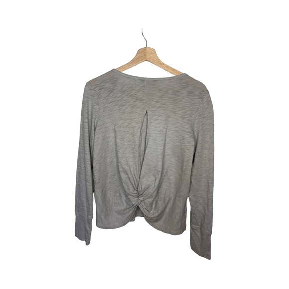 Banana Republic Gray Long Sleeve Tee with Keyhole & Bunching - Size Large - Picture 6 of 12